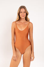 Load image into Gallery viewer, Model Front: Rio De Sol One-Piece Shimmer-Nocciola Hype-Noa
