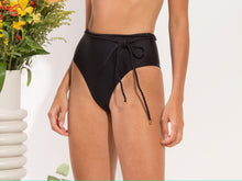 Load image into Gallery viewer, Image 12: Rio De Sol Bottom Bottom Shimmer-Black Belted-High-Waist
