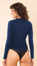 Load image into Gallery viewer, Image 09: Rio De Sol Top Navy Rash-Guard
