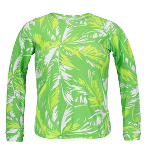 Product Front: Rio De Sol Top Top Green-Palms Rash-Guard